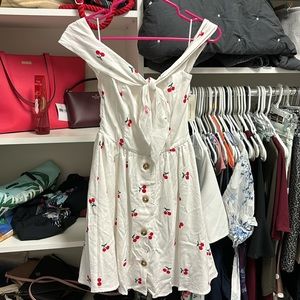 Francesca’s Miami Off Shoulder Cherry Print Dress